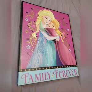 ✨️3/$25✨️ Disney Frozen- Elsa And Anna Family Forever Wall Art - Pink and Blue